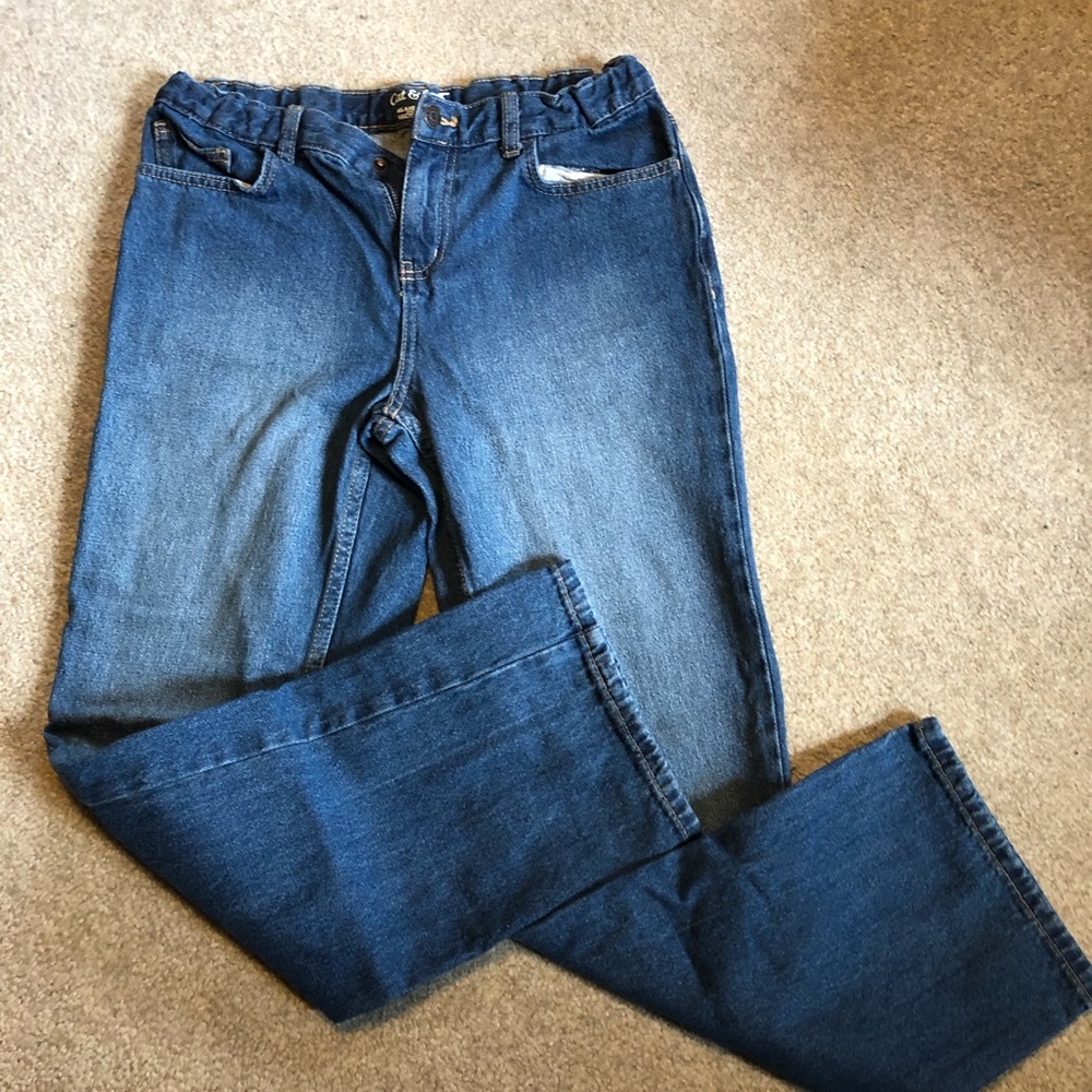 Boys Cat & Jack Relaxed Straight Jeans Color Blue Size 14 Husky.